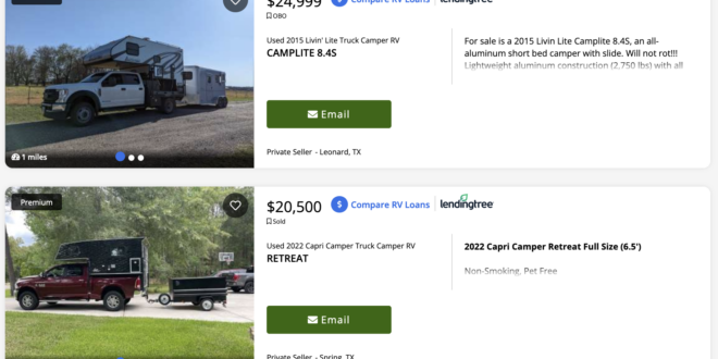 used truck campers for sale in Texas